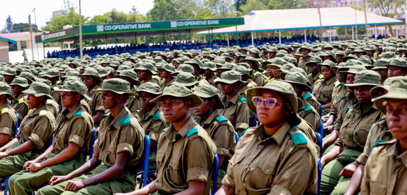 Police recruits at the National Police College Main Campus in Kiganjo.