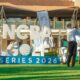 NCBA Group MD John Gachora makes ceremonial tee off during the NCBA Golf Series Launch at Karen Country Club 1. PHOTO/Courtesy