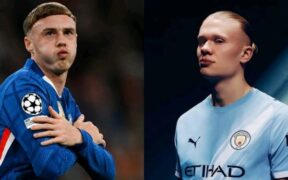 A photo collage of Cole Palmer and Eerling Halaand who will lead their team as Manchester City face Chelsea tonight. PHOTO
