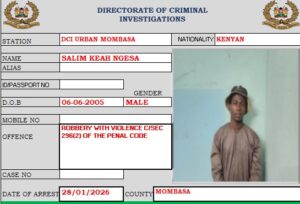 DCI report on the suspect. PHOTO/DCI/X