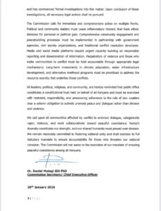 Part of the National Cohesion and Integration Commission (NCIC) report released on Tuesday, January 20, 2026