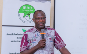 IEBC Chairperson Erastus Ethekon speaking during a validation and close-out workshop on IEBC HR instruments. PHOTO/IEBC X.