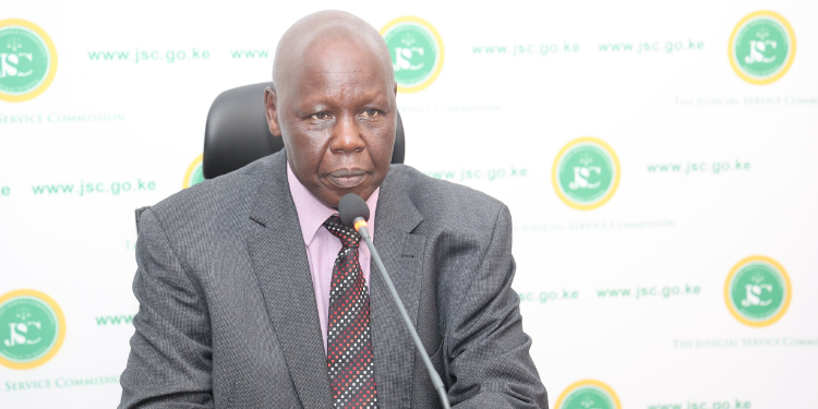 Photo of Senior Counsel Katwa Kigen appearing before the Judicial Service Commission for his Court of Appeal judge interview. PHOTO/JSC
