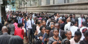 Kenyans linning up at a past Job Interview in Nairobi. PHOTO/NMG