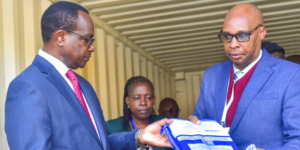 Photo of Education CS Julius Ogamba at an examination centre. PHOTO/MoE
