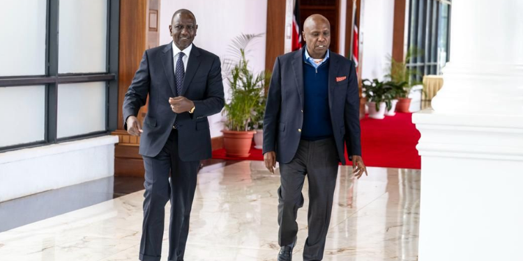 Photo of President William Ruto and KANU Chairman Gideon Moi. PHOTO/PCS