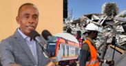 Photos of Kiambu Governo Kimani Wamatangi, demolished properties near Nyayo Stadium and a train