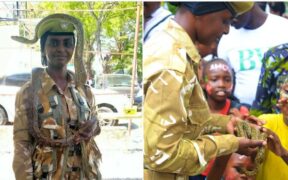 Rukiya Mohamed, the only female snake handler in coast conservation area. PHOTO/KWS/X