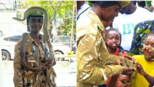 Rukiya Mohamed, the only female snake handler in coast conservation area. PHOTO/KWS/X