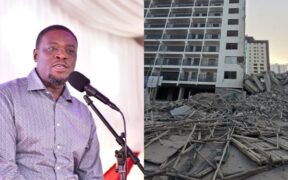 A photo collage of Nairobi Johnson Sakaja and the building that collapsed in South C. PHOTO/Sakaja X/Kenya Red Cross.