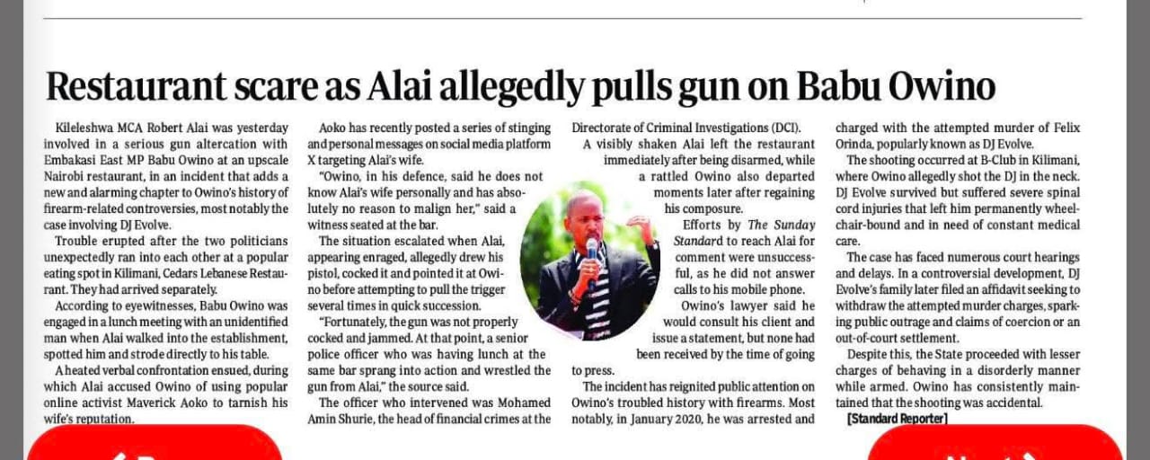 A photo collage of Embakasi East MP Babu Owino and Kileleshwa MCA Robert Alai. PHOTO