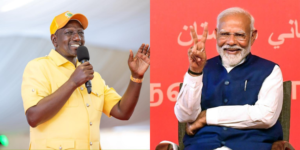 A photo collage of President William Ruto and India Prime Narendra Modi. PHOTO/Courtesy.