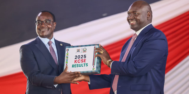 Education CS Juliuas Ogamba with Basic Education PS Julius Bitok. PHOTO/Bitok X.