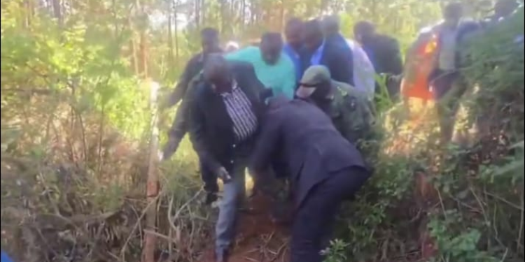 Rigathi Gachagua is being escorted to a safer location after chaos erupted at Witima ACK Church in Othaya, Nyeri County