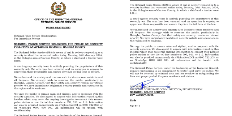 NPS said it is responding to the incident in which a chief and a teacher were killed.