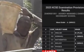 The image shows Aggrey Munandi who excelled in the 2025 KCSE and now works at a construction site Image/Citizen TV Screenshot
