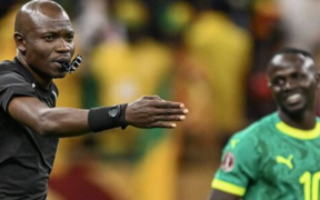 The image shows Jean-Jacques Ndala the ref who officiated the Morocco Vs Senegal Afcon Final PHOTO/TotalEnergies