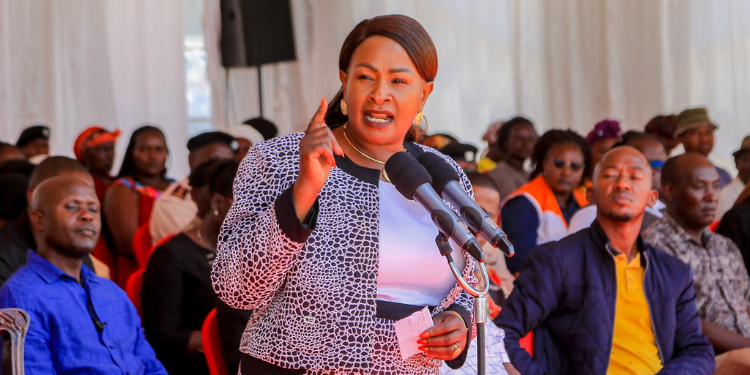Machakos County Governor Wavinya Ndeti while addressing the public PHOTO/NTV