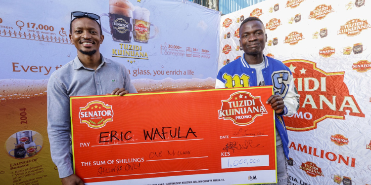 The image shows Eric Wafula,one of the Tuzidi Kuinuana Campaign beneficiaries PHOTO/KBL