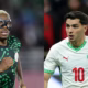 Nigeria’s Victor Osimhen (left) and Brahim Díaz (right) Of Morocco. PHOTO/ File