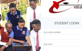File image of KMTC students (left) and KUCCPS students portal.