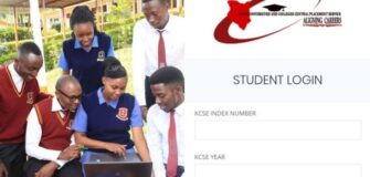 File image of KMTC students (left) and KUCCPS students portal.
