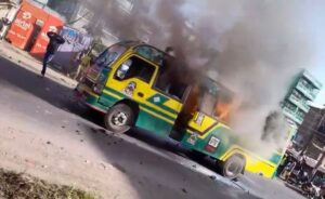 Forward Travellers Sacco Ltd bus on fire