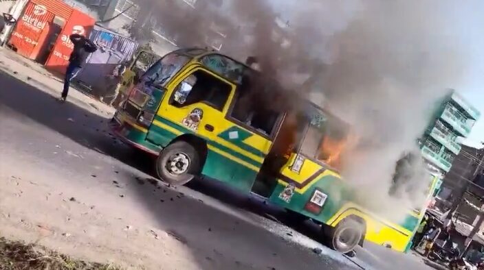 Forward Travellers Sacco Ltd bus on fire