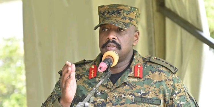 Uganda’s Chief of Defence Forces General Muhoozi Kainerugaba in a Past Address. PHOTO/ BBC