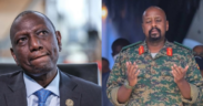 A Photo Collage of President William Ruto And Uganda's Chief of Defence Forces Muhoozi Kainerugaba. PHOTO/ File