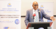 Prof. Simon N. Gicharu, PhD, CBS, the Chairperson of the Kenya Institute of Curriculum Development (KICD) Council, during the launch of the institute's new Organizational Structure and Staff Establishment on February 16, 2026. PHOTO/ The Star