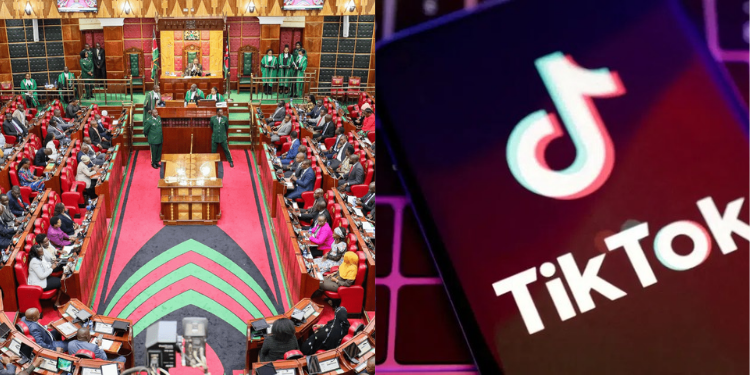 A Photo Collage on Kenyan MPs in Parliamentary Session and TikTok App. Photo/ File