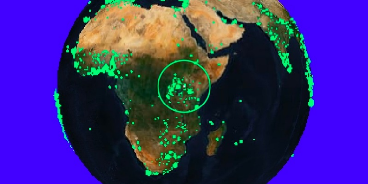 Geographical Mapping Showing Radio Stations Marked With Green Dots Worldwide in Radio Garden Website. PHOTO/ courtesy