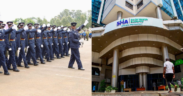 A Photo Collage of National Police Service During A Past Parade and SHA building in Nairobi. PHOTO/ File