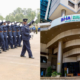 A Photo Collage of National Police Service During A Past Parade and SHA building in Nairobi. PHOTO/ File