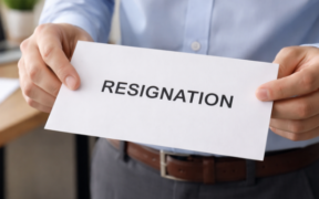 An AI generated image of an employee tendering his resignation PHOTO/AI