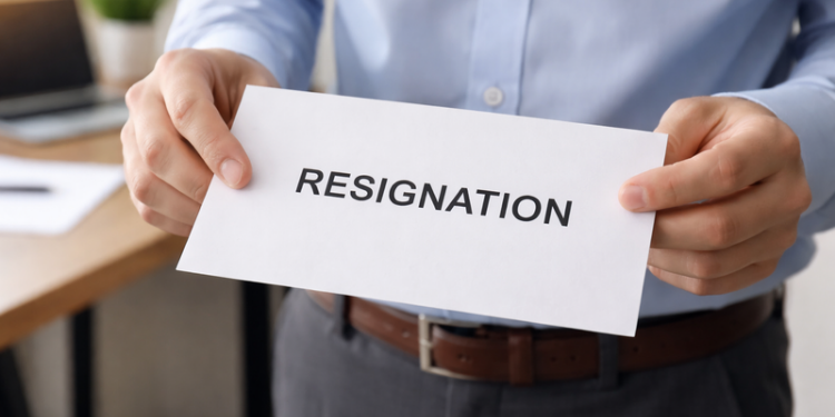 An AI generated image of an employee tendering his resignation PHOTO/AI