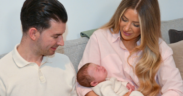 Grace Bell and Steven Powell with their baby son Hugo. PHOTO/ PA Media