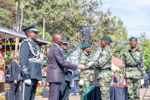 President William Ruto with Senior Prisons Officers presiding over the Kenya Prisons Service (KPS) pass-out parade at the Ruiru Prisons Collage in Kiambu County. PHOTO/ Ruto X 