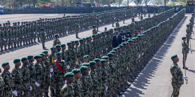President William Ruto inspection parade at Ruiru Prisons Collage during the 46th Passing-Out Parade for the recruits. PHOTO/ Ruto X