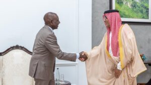 President William Ruto with Saudi Arabia’s Deputy Minister of Foreign Affairs, Waleed Al Khuraiji.PHOTO/@WilliamsRuto/X