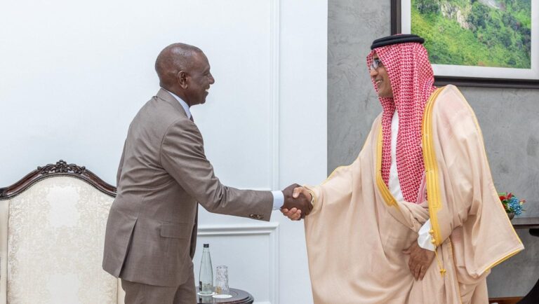 President William Ruto with Saudi Arabia’s Deputy Minister of Foreign Affairs, Waleed Al Khuraiji.PHOTO/@WilliamsRuto/X