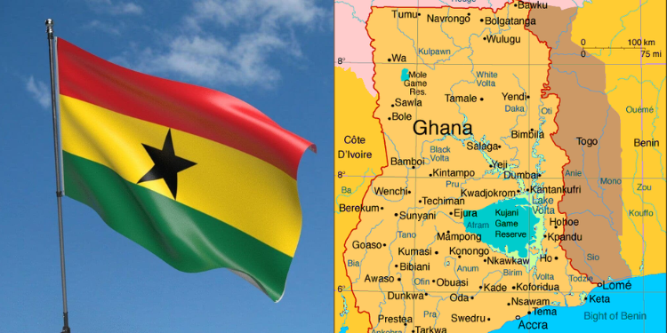 A photo collage of Ghana's flag and map. PHOTO/Courtesy.