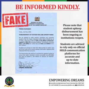 HELB’s post.PHOTO/@HELBpage/X