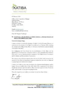 Katiba Institute report on the immediate cease for the approval of all payments to the advisors previously attached to the Executive Office of the President.PHOTO/Katiba Institute