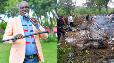 A photo collage of Emurua Dikirr MP Johanna Ngeno and chopper crash in Mosop, Nandi County. PHOTO/UGC.