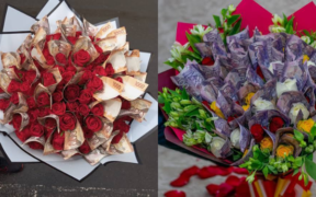 Cash flower bouquets made of Ksh 1,000 and Ksh 100 notes. PHOTO/Courtesy.