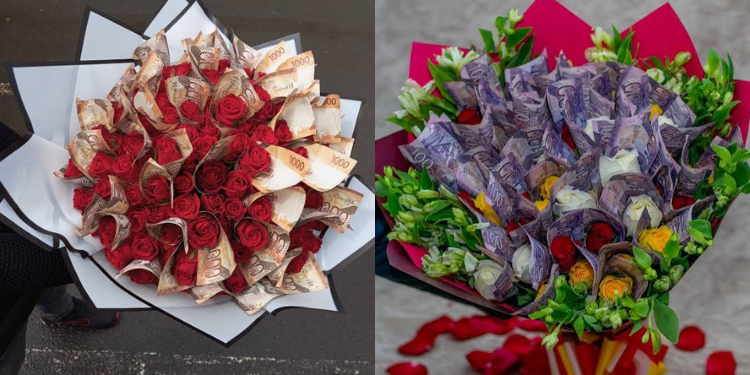 Cash flower bouquets made of Ksh 1,000 and Ksh 100 notes. PHOTO/Courtesy.