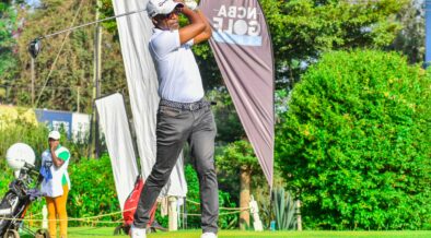 NCBA Group Managing Director John Gachora follows his tee shot at during the Muthaiga Golf Club leg of the 2026 NCBA Golf Series. He won the staff category. PHOTO/File