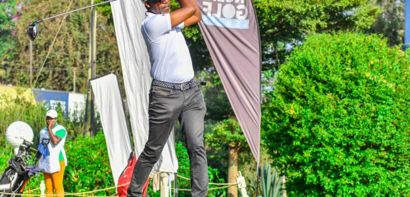 NCBA Group Managing Director John Gachora follows his tee shot at during the Muthaiga Golf Club leg of the 2026 NCBA Golf Series. He won the staff category. PHOTO/File